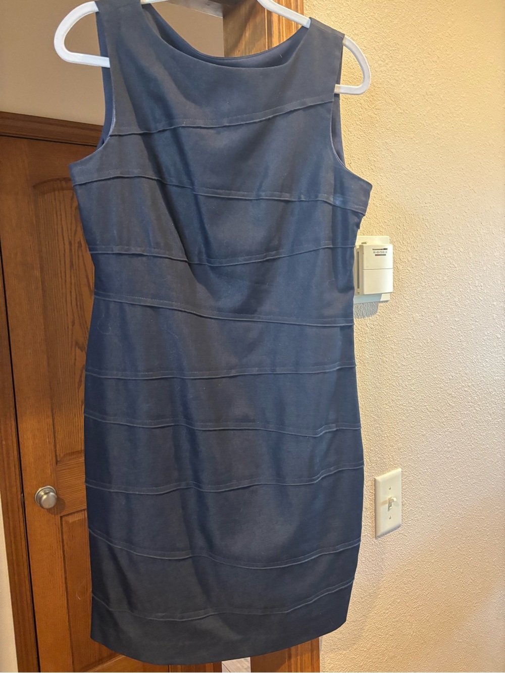 dressbarn Navy Sleeveless Sheath Dress